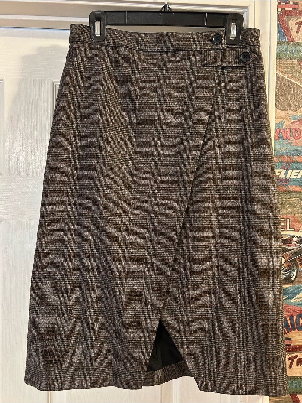 Banana Republic Brown Plaid Wrap Midi Skirt